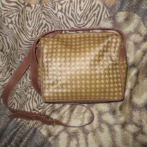 ❤️BOTTEGA VENETA Brown / Tan Diamond Print Karung Strap Crossbody Purse
